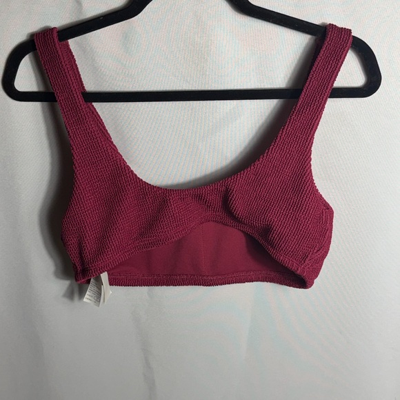Hollister Swim Burgundy Smocked Bikini Top Women’s Large Stretch Textured Scoop - Picture 2 of 5
